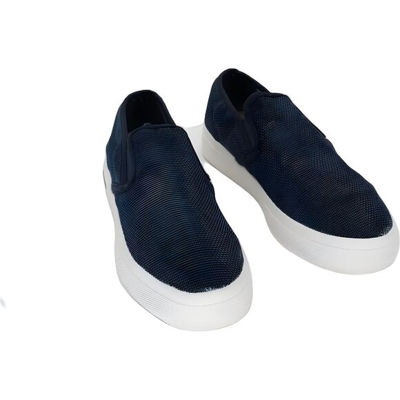 Men's Navy Blue Mesh Slip-On Sneakers by Sun + Stone, Size 7 - Picture 1 of 6